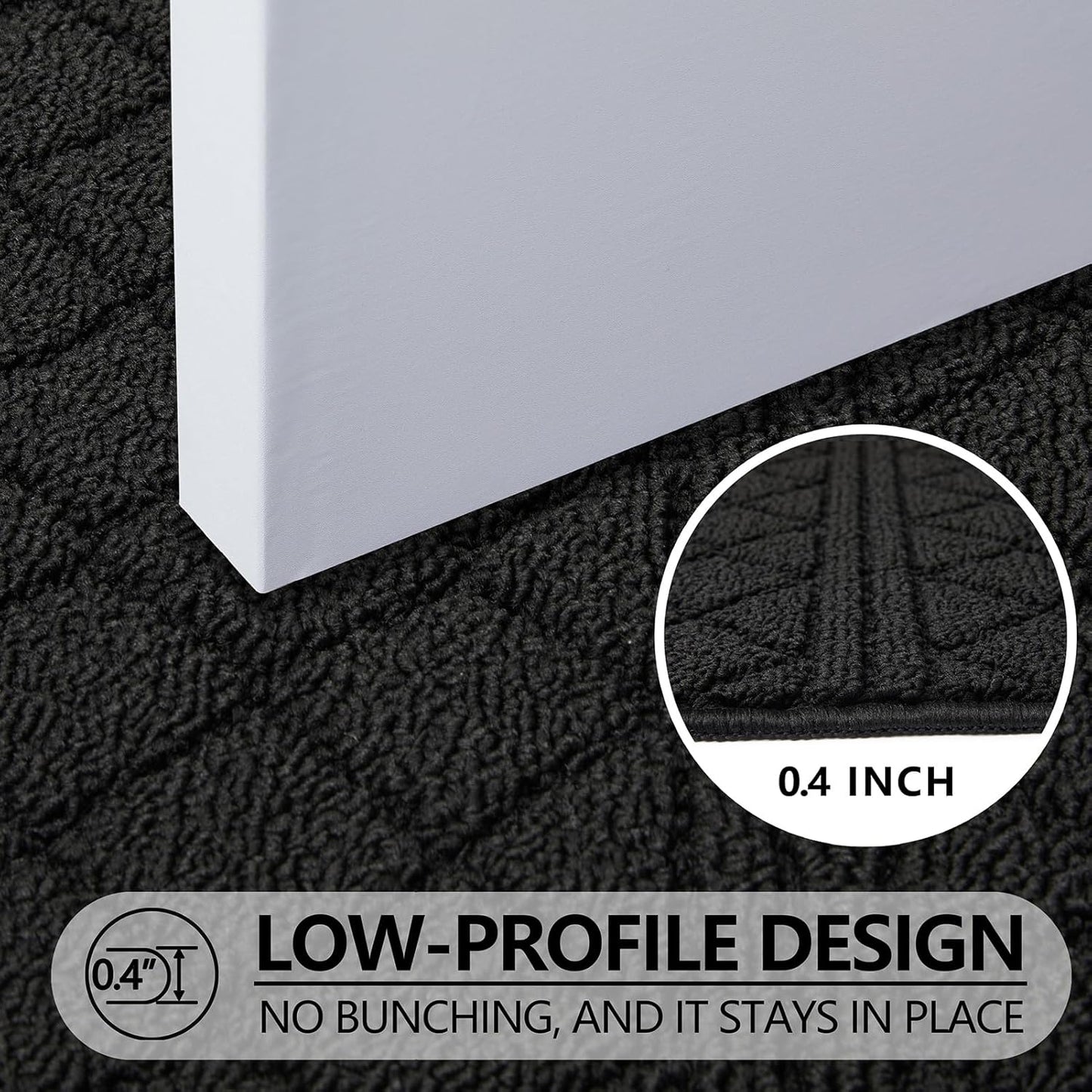 REFETONE Indoor Doormat, Front Back Door Mat 36"x59" Absorbent Rubber Backing Non Slip Door Mats, Low-Profile Resist Dirt Entrance Rugs, Machine Washable Door Rugs Inside Floor Mat for Entryway, Black