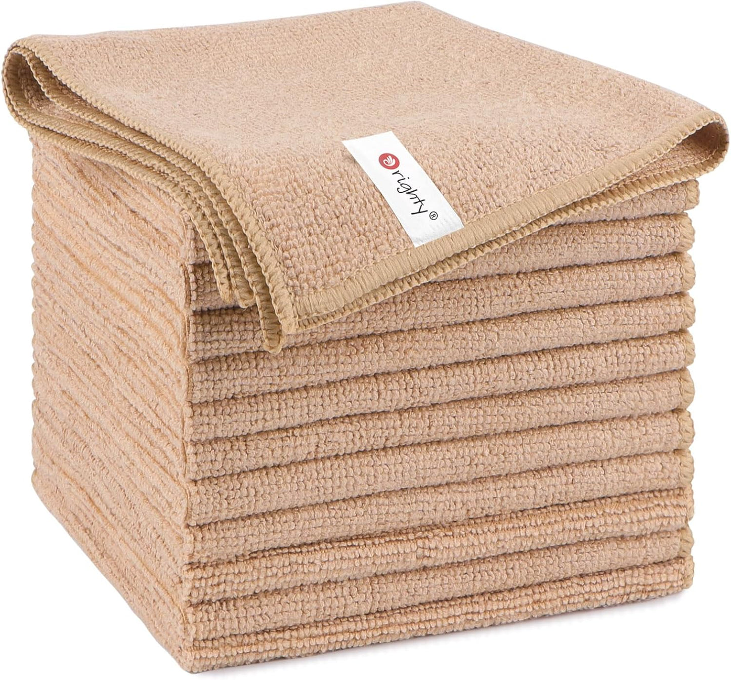 Orighty Microfiber Cleaning Cloth, 12 Pack Microfiber Towels for Cars, Highly Absorbent Car Cleaning Supplies, Lint Free Cloths Clean Rags for Car Care, House, Kitchen, 12x12 inch, Brown