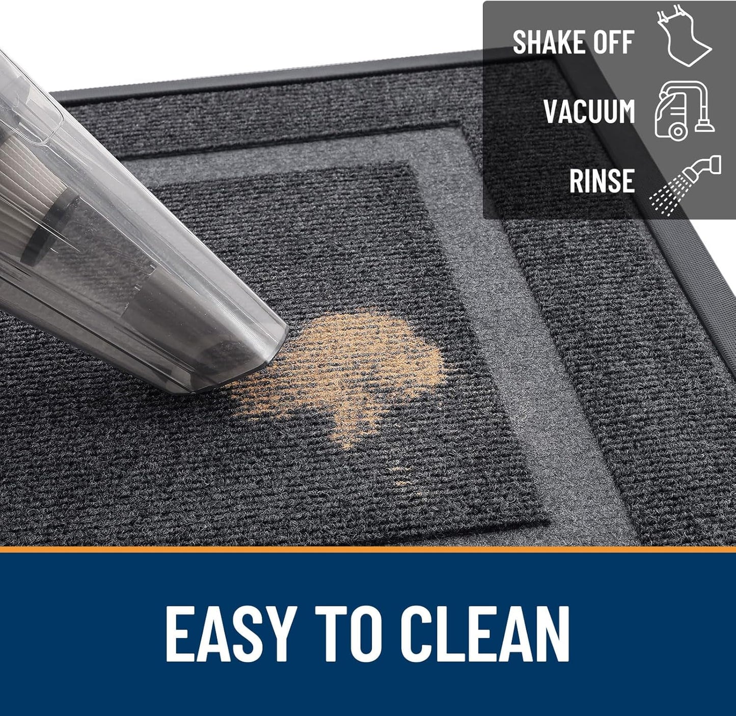 OLANLY Front Door Mat Indoor Outdoor Entrance, Waterproof All-Season, All-Weather Doormat, Sturdy Natural Rubber, Fade Resistant, Low Profile, Easy Clean Patio Porch Entryway Mat, 59x30, Grey