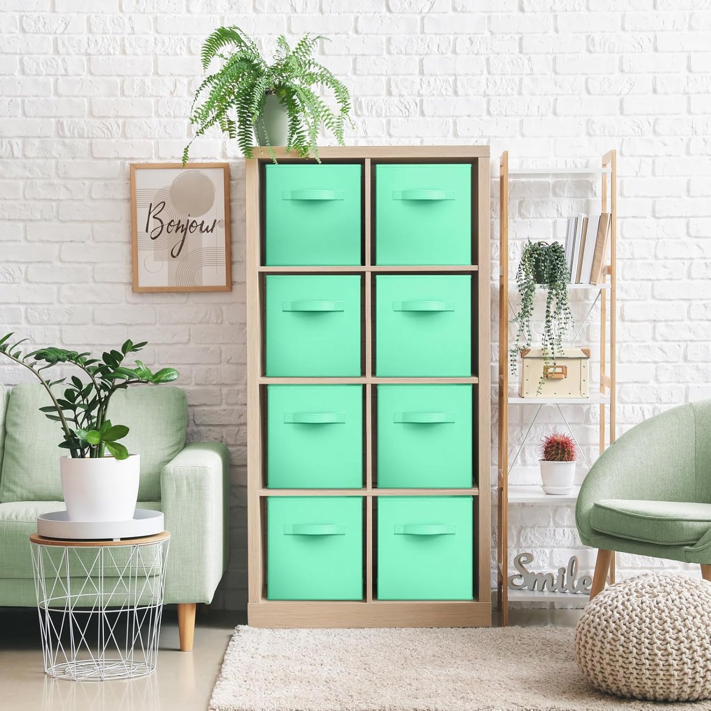 Sorbus 13 Inch Storage Bins - Sturdy Collapsible Fabric Storage Cubes with Handle - 8 Foldable Baskets for Organizing Clothes, Toys, Books - Storage Baskets for Shelves, Closets