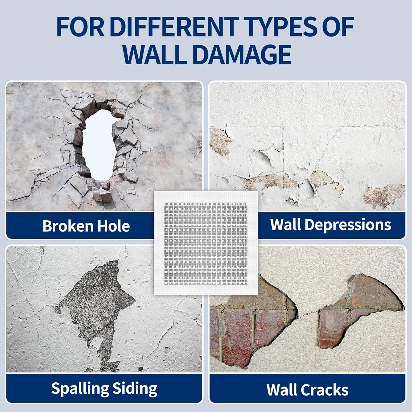 5pcs Drywall Patch Kit (8" x 8"), Self-Adhesive Fiberglass Wall Repair Patch Kit & Aluminum Metal Sheet Drywall Patch, Quick Repair Large Holes in Drywall