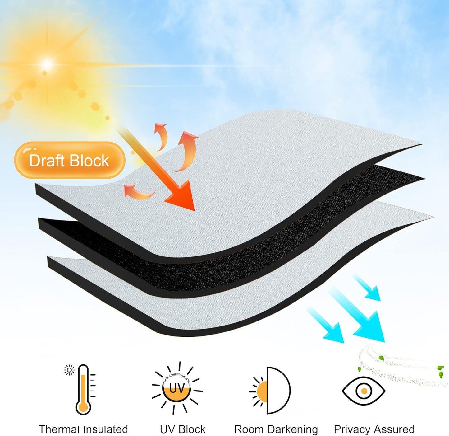 RYB HOME Extra Long Curtains 108 inches Length, Blackout Curtains for Living Room Ceiling to Floor Privacy Dividers Picture Window Drapes for Dining Room, W52 x L108 inches, 2 Pieces