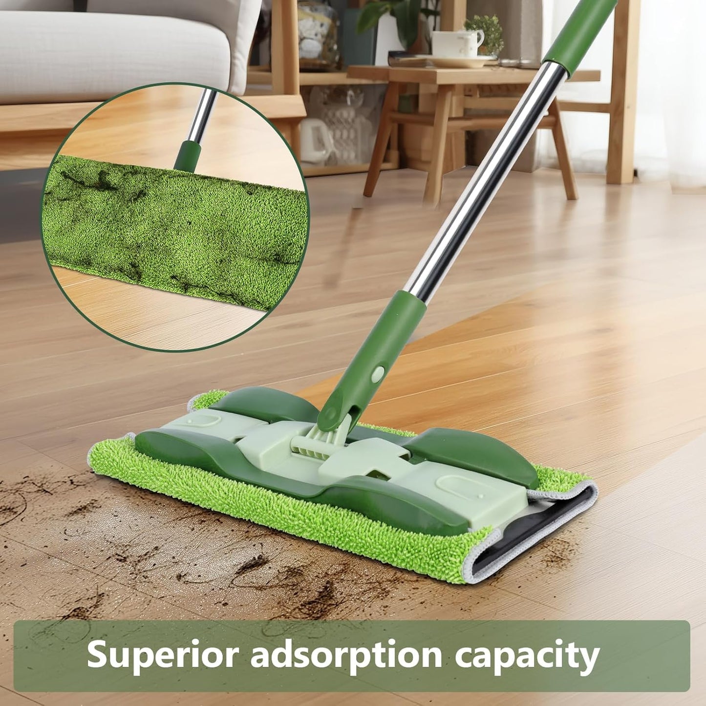 Microfiber Mops for Floor Cleaning,Masthome Professional Floor Mops with Washable Pads 4pcs,Wet Dry Use Flat Mop with 59'' Long Stainless Steel Handle,dust mop for Hardwood Floors Suitable Office Home