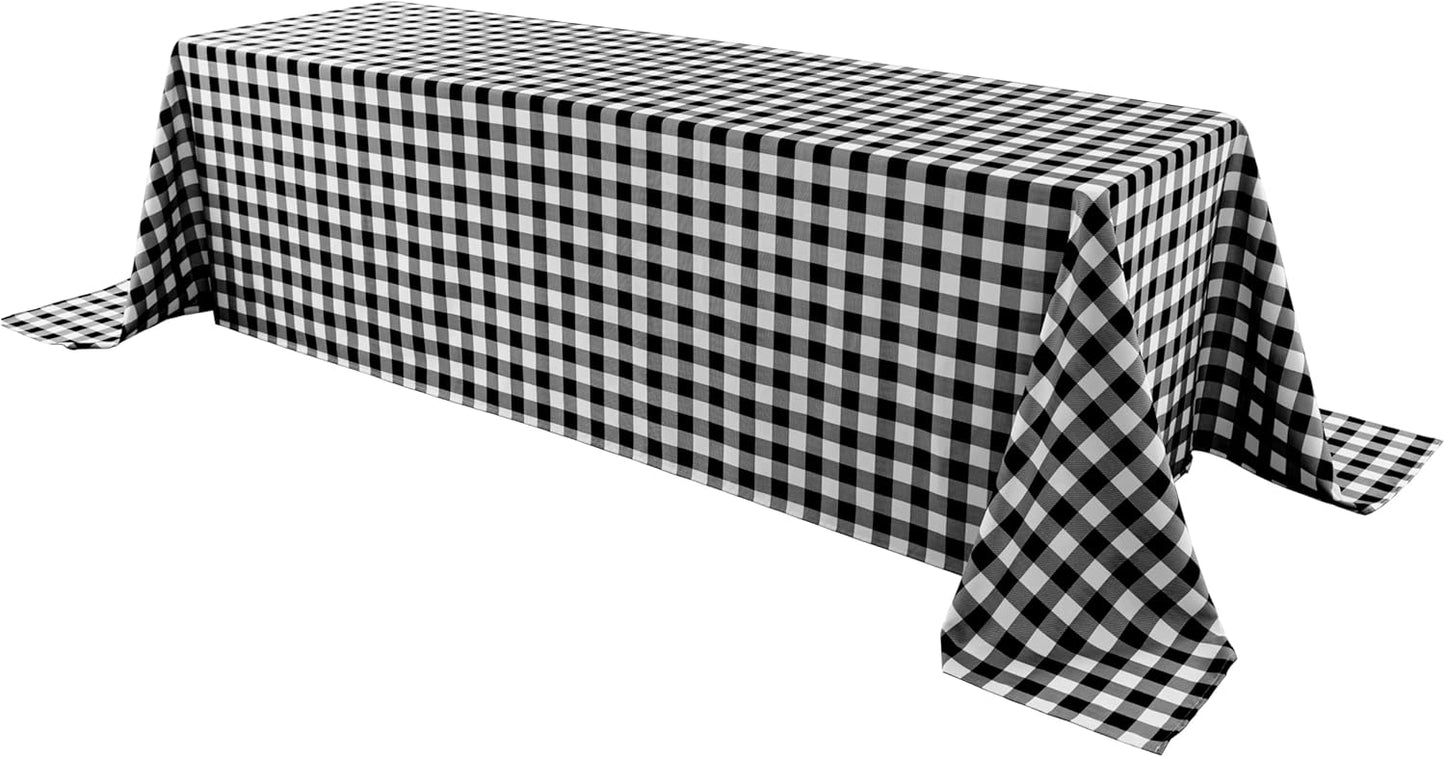 Classic Gingham Buffalo Tablecloth Fabric - Oblong 90x156 Inch Water Proof Checkered Table Cloth for Indoor Outdoor - Table Cover for Birthday, Picnics, BBQs, and Parties