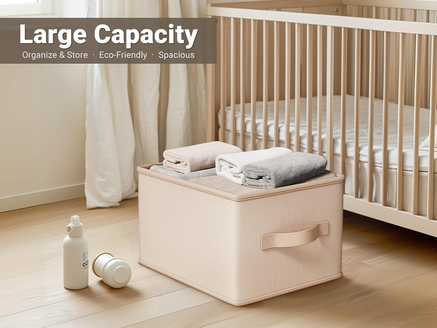 Storage Bins, Fabric Satin Storage Baskets for Shelves, 14.75"L*10.25"W*8.25"H Collapsible Storage Bins with Handles for clothes, Closet Baskets and Bins with Handles, Blush Pink, 3-Pack