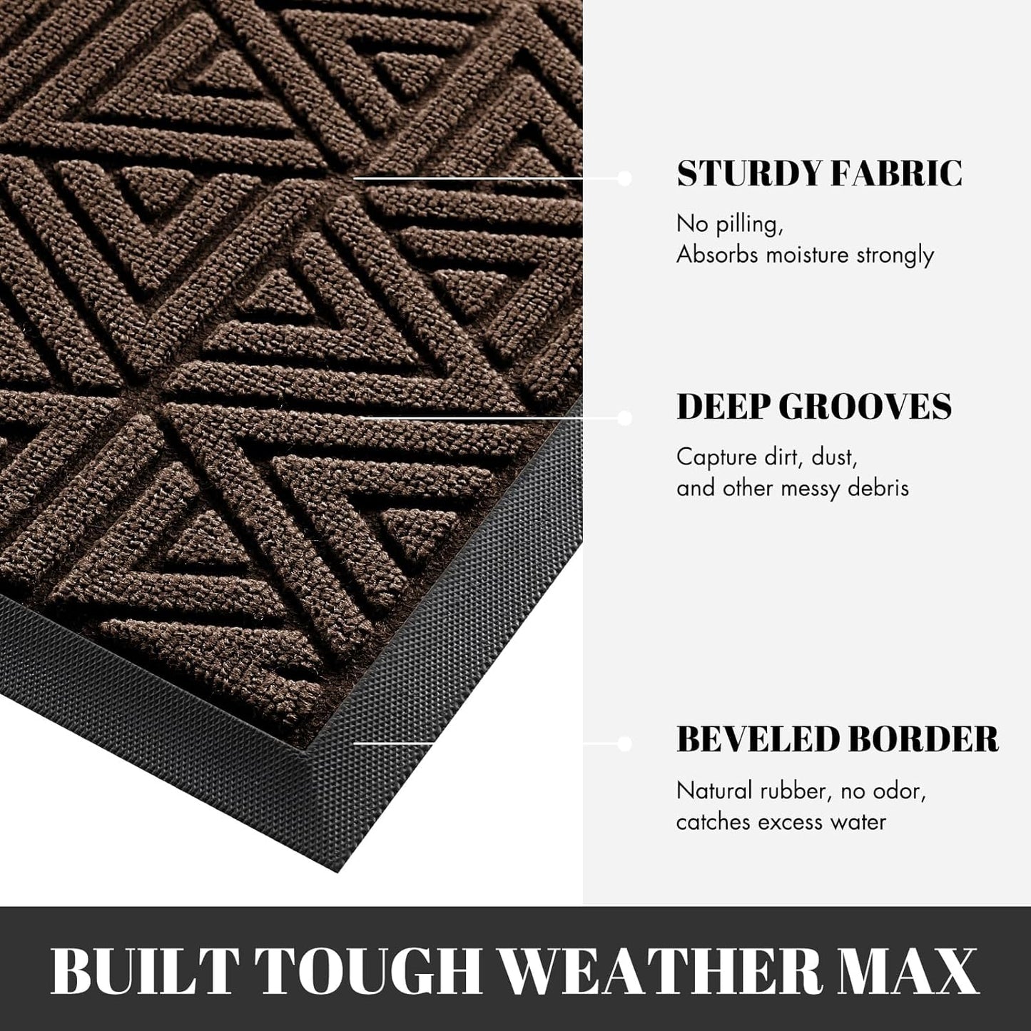 Yimobra Extra Large Door Mat 60x32, All-Weather Waterproof Non-Slip Welcome Matt Outdoor, Heavy Duty Non Slip Doormat for Entryway for Patio and Garage Indoor, Easy Clean, Brown