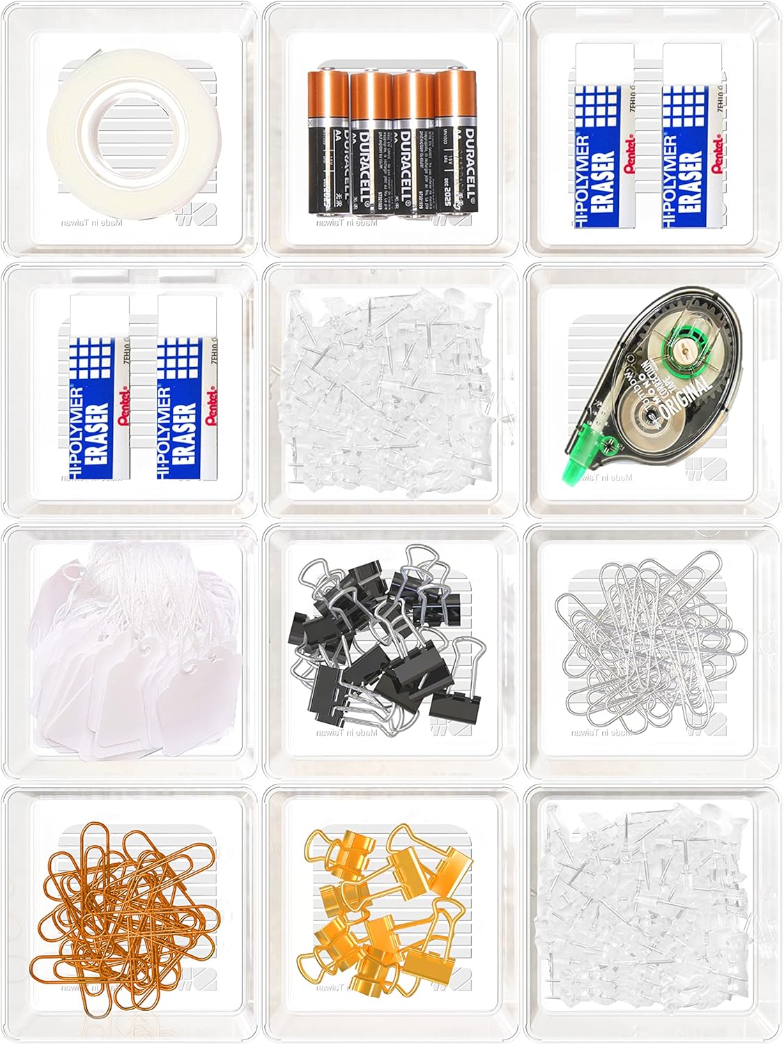 Simple Houseware Clear Drawer Organizer for Office Bin Desk Storage, 3.25"x 3.25", 12 Packs