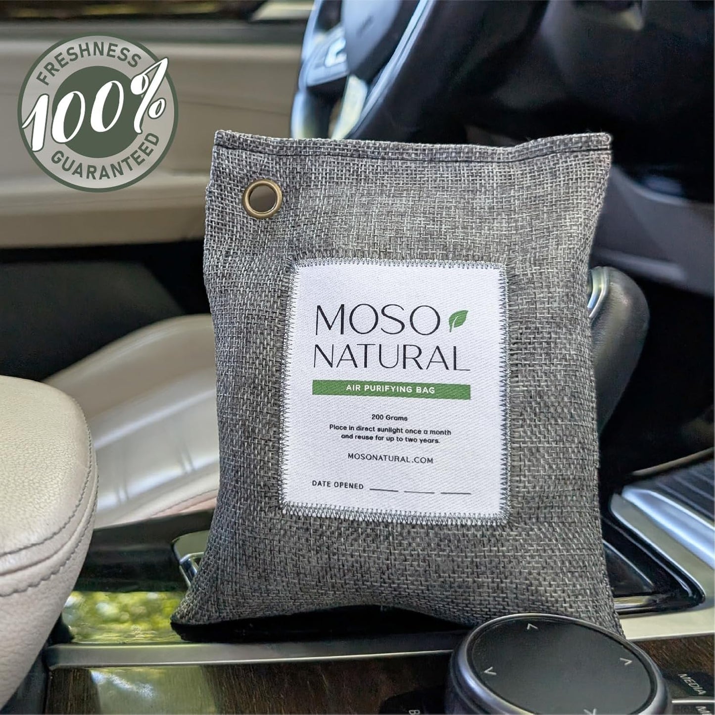 Moso Natural Air Purifying Bag 200g (5 Pack) Bamboo Charcoal Odor Absorber for Home & Car | Closet Odor Eliminator, Small Room Deodorizer & Car Air Freshener | Long Lasting Charcoal Bags Cover 90sqft