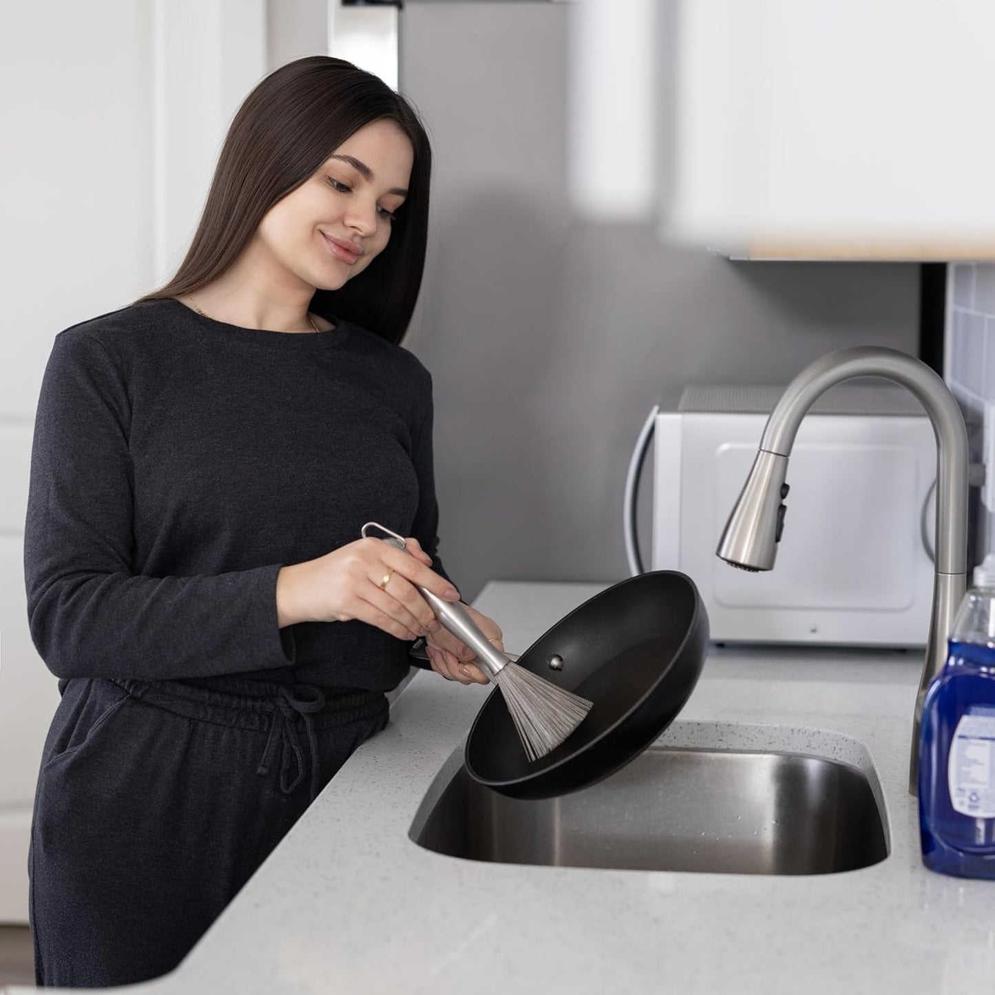 Fox Run Kitchen Brush, Stainless Steel Cleaning Brush for Tumblers, Glasses, Dishes, and Pans, 10.25"