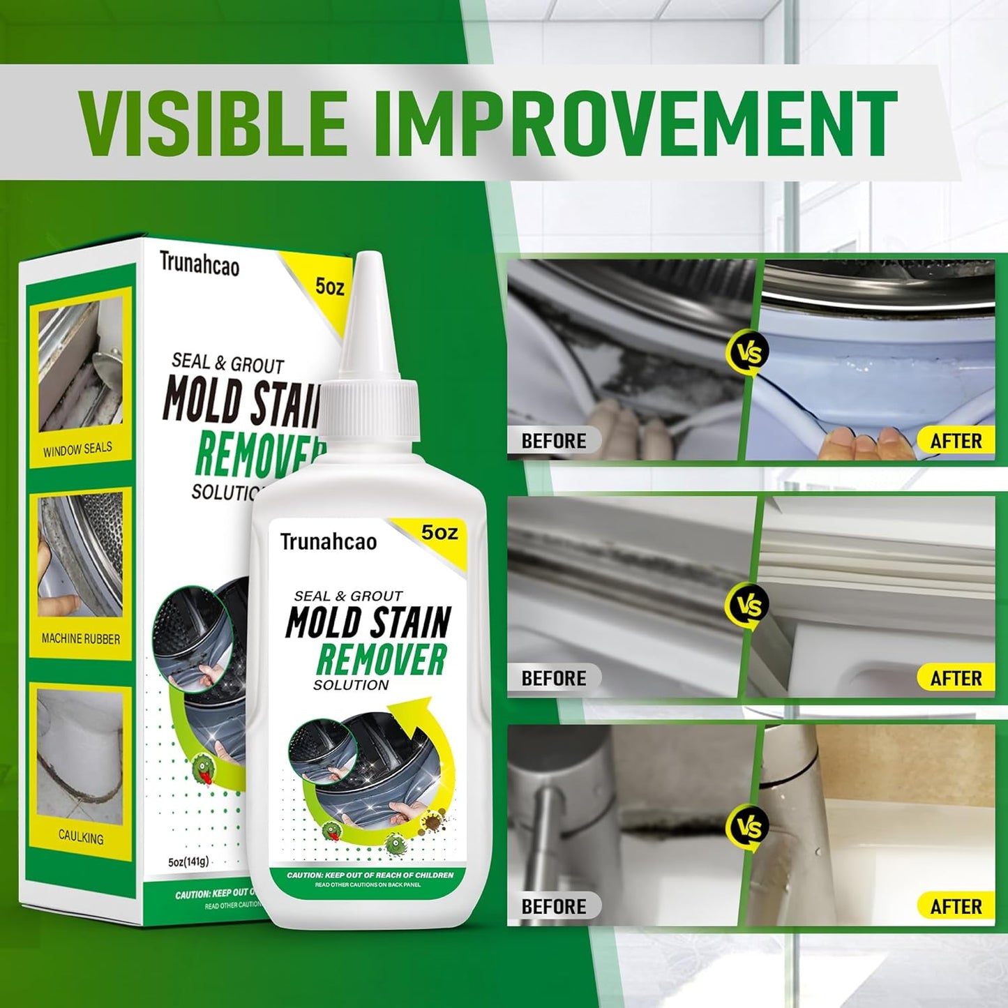 Stain Remover Gel Cleaner, Home Stain Remover Cleaner for Front Loader Washing Machine Black Stain Removal Multi-Surface Stain Cleaning Gel for Bathroom Seals, Grout, Shower & Tile,Caulk,Tub