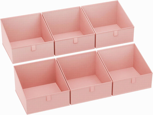 DIMJ Closet Organizers Bins Storage - Foldable Fabric Cubes Clothing Organization,6 Pack,Pink
