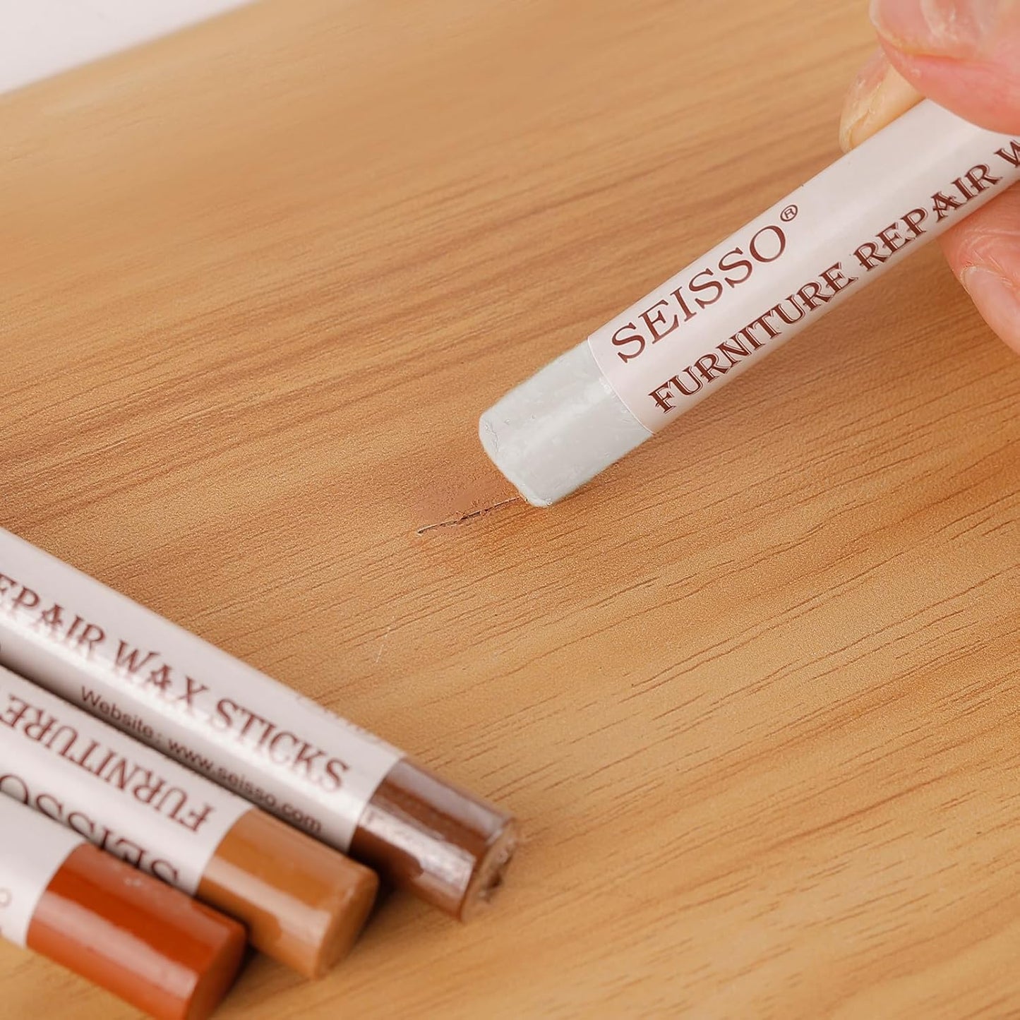 SEISSO Furniture Repair Crayon, 6 Pcs - Wood Filler Sticks, Scratch Repair Wax, Furniture Marking Repair - Scratch, Cracks, Hole, Table, Wood Floor, Guitar, Covering, Instrument Fill Sticks-White