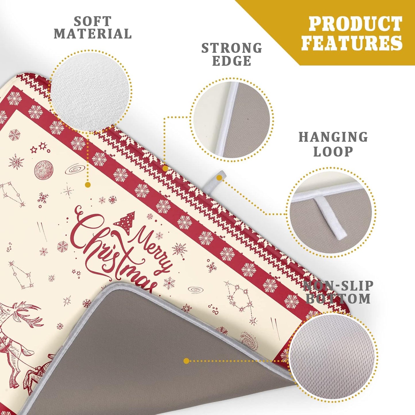 Christmas Moose Dish Drying Mat 18x24 for Winter Santa Claus Kitchen Counter Decor Absorbent Reversible Microfiber Deers Animal Dishes Pad Dish Drainer Rack Mats Kitchen Accessories