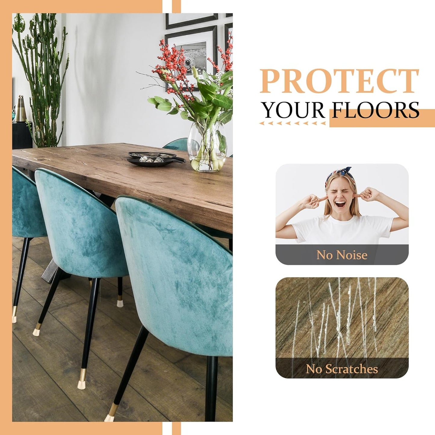 1/4" Round Rubber Furniture Leg Tips Caps, 16 Pack White Extra Small Furniture Leg Floor Protectors (Fit: 6mm to 7mm)