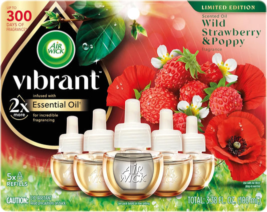 AIR WICK Scented Oil - Vibrant Refill Wild Strawberry & Poppy 5 ct.