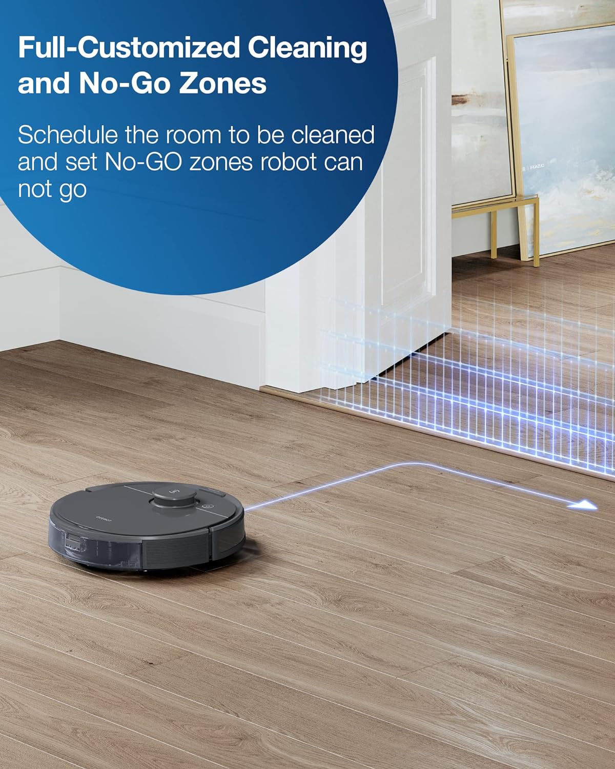 Ecovacs Deebot T8 Robot Vacuum and Mop Cleaner, Precise Laser Navigation, Multi-floor Mapping, Intelligent Object Avoidance, Full-customize clean, No-go and No-mop Zones, Auto-empty Station Compatible