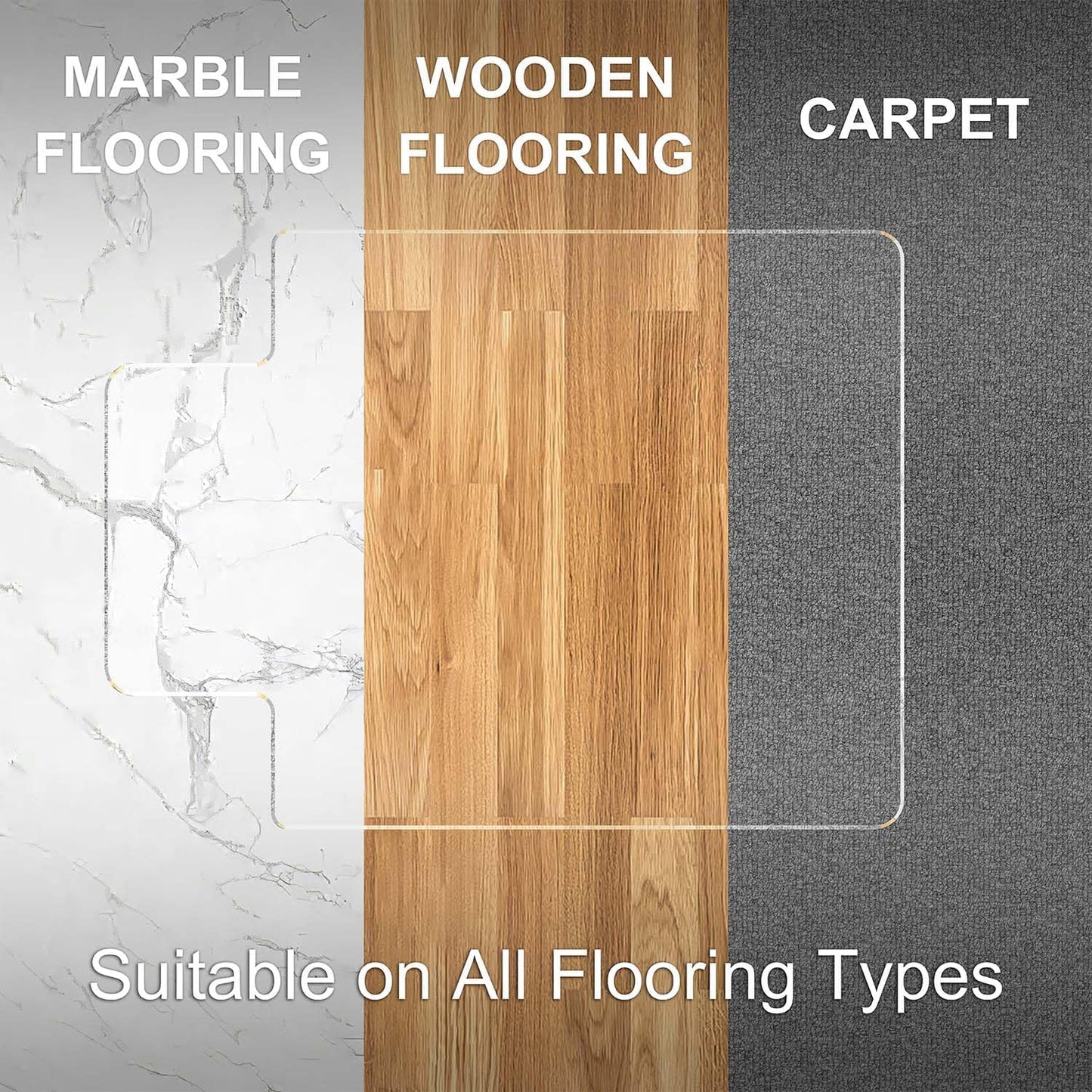 Beveled Edge Irregular Office Chair Mat with Lip for Carpet or Hardwood Floor Crystal Clear 48" x 60" Smooth Glide and Easy Roll On/Off, Heavy Duty and Non-Slip Pad Floor Chair Mat with Lip