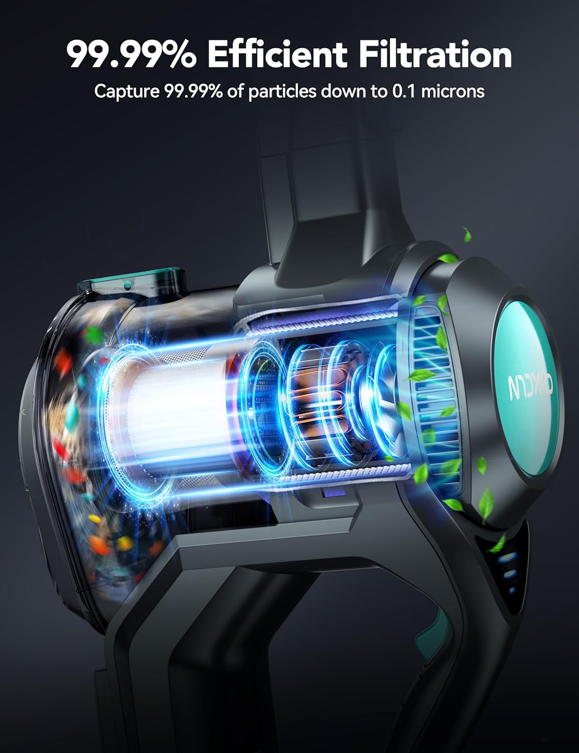 Cordless Vacuum Cleaner, 8-in-1 Powerful Vacuum Cleaners for Home with 1.3L Large Capacity, 2 Modes & 30Mins Runtime, Rechargeable Stick Vacuum for Pet Hair Hardwood Carpet - Green