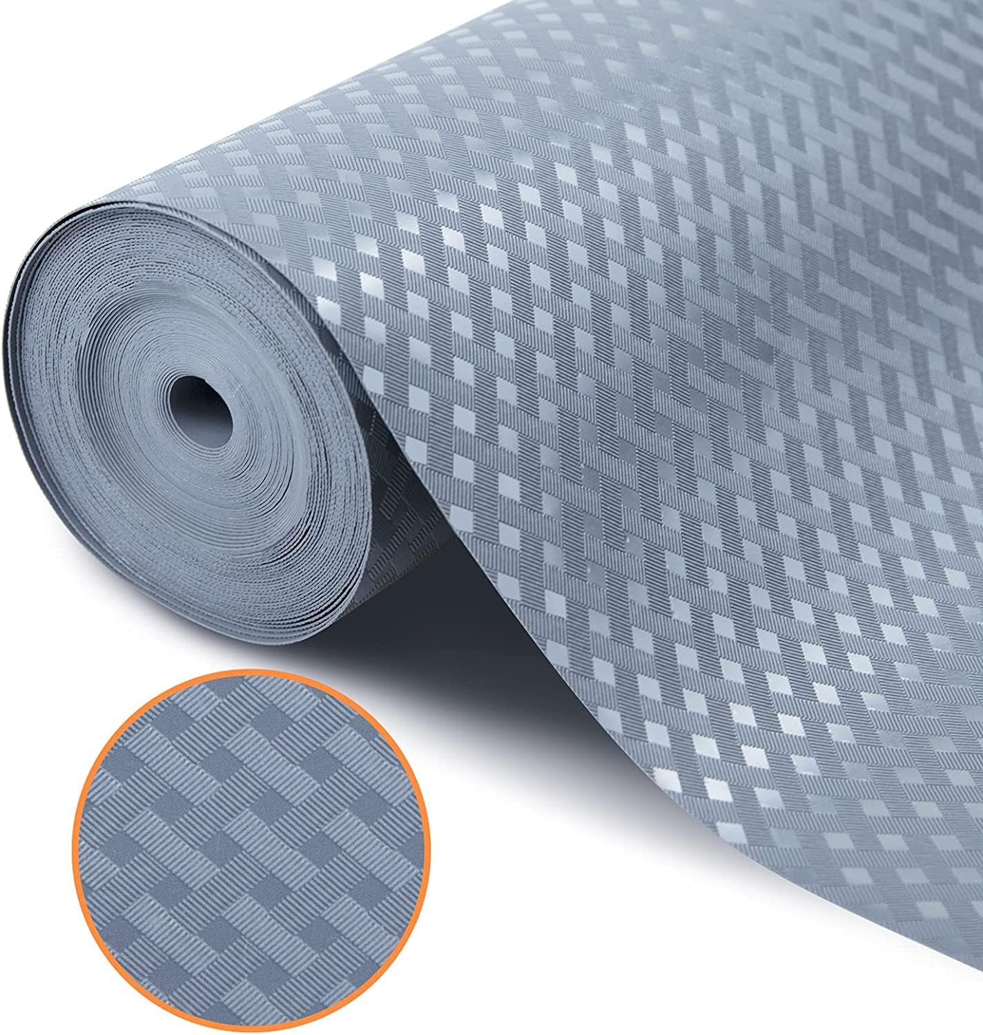 Shelf Liners for Kitchen Cabinets Refrigerator Liners Waterproof & Oil-Proof Kitchen Cupboard Liner Non-Slip Drawer Mats EVA Material Non Adhesive Fridge Mats for Shelves 17.3 x 157.4 Inches