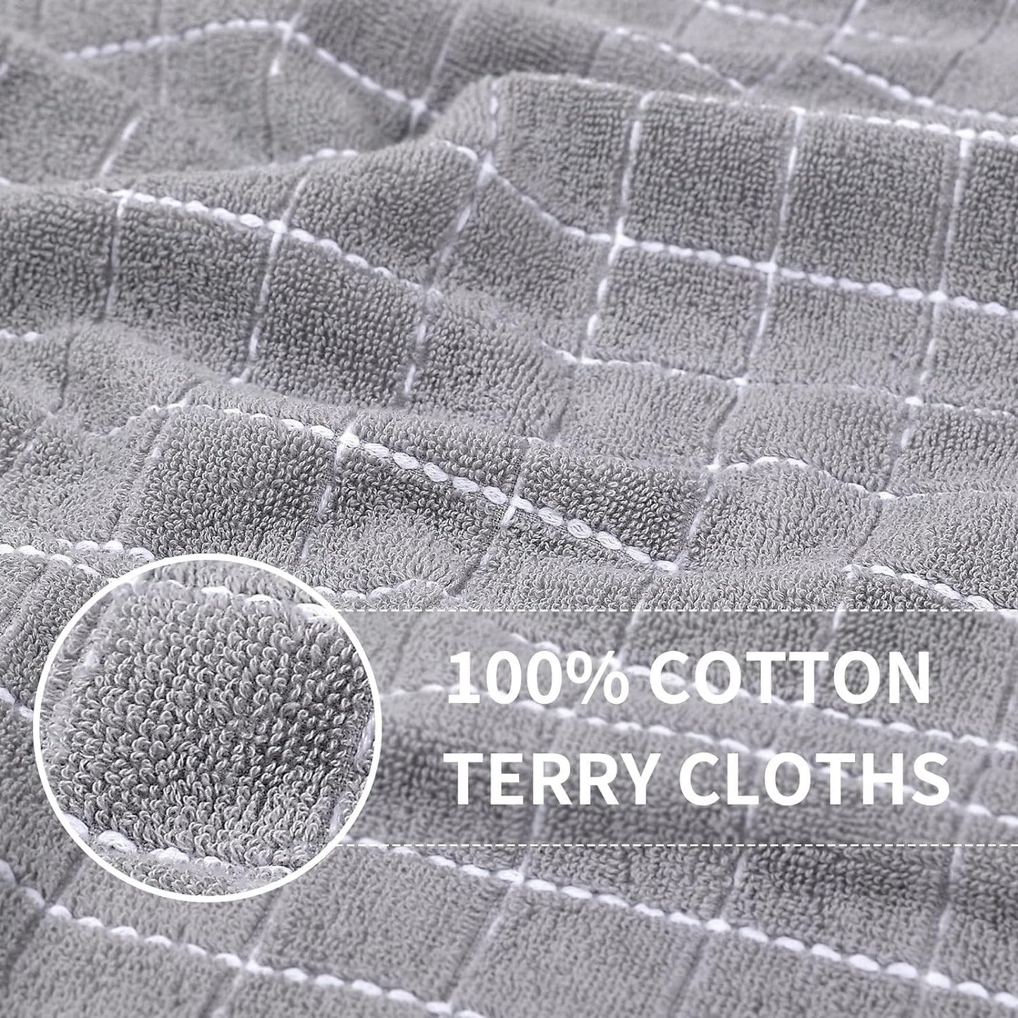 Homaxy 100% Cotton Terry Kitchen Towels(Mixed Color, 13 x 28 Inches), Checkered Designed, Soft and Super Absorbent Dish Towels, 6 Pack