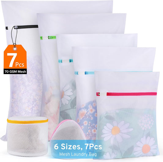 Ultimate 7 Pack 6 Size Mesh Laundry Bags Set for Delicates with AUTO-Lock Zipper, Lingerie Bags for Washing Delicates, Laundry Bags Mesh Wash Bags, Delicates Laundry Bag for Jeans,Blouse,Stocking,Bra