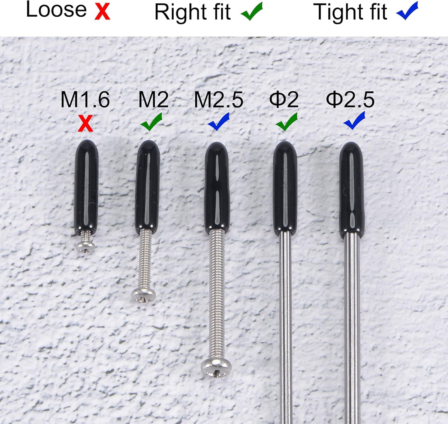 uxcell 20pcs Rubber End Caps 2mm ID Vinyl Round Tube Bolt Cap Cover Thread Protectors Black