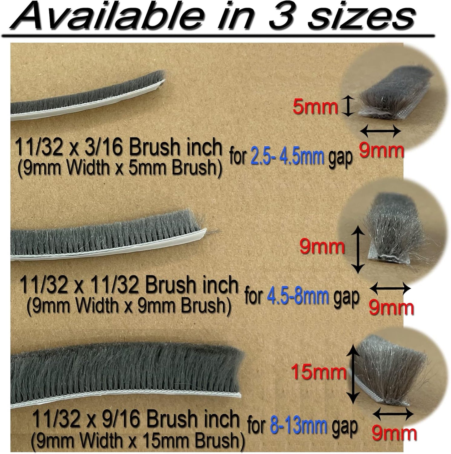 80 Ft White Weather Stripping Brush for Sliding Window/Door Frame, House Soundproofing Felt Self Adhesive Weather Strip Seal Strip Sealer Tape (11/32 Backing x 11/32 Brush inch)