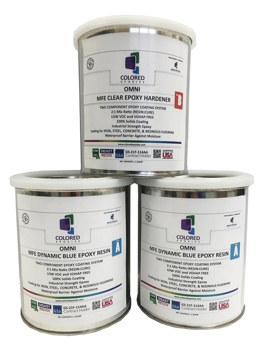 Coloredepoxies DB0001 Light Blue Epoxy Resin Coating Made with Beautiful and Vibrant Pigments, 100% solids, For Garage Floors, Basements, Concrete and Plywood. 3 Quart Kit