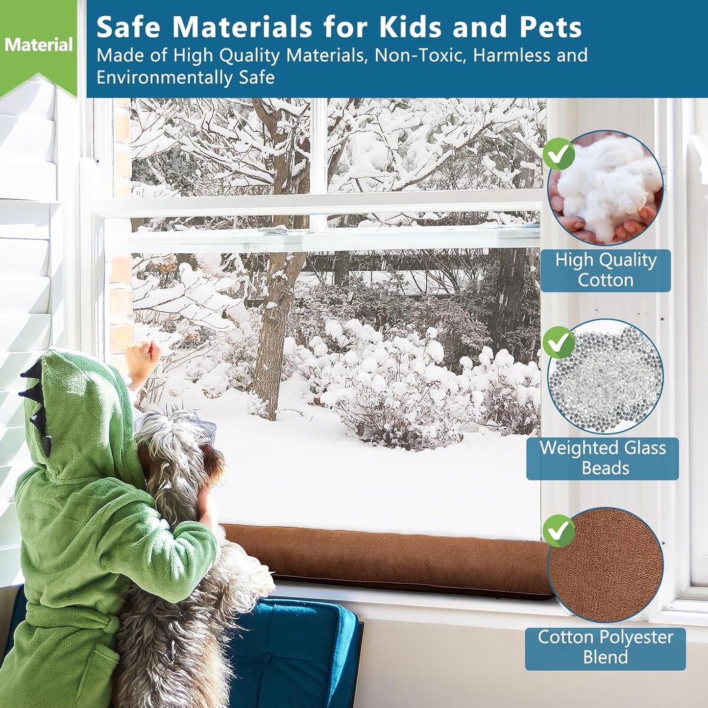 Triangle Under Door Draft Stopper 40 inch Weighted Draft Blocker Bottom Seal Noise Air Guard for Doors and Windows, Brown