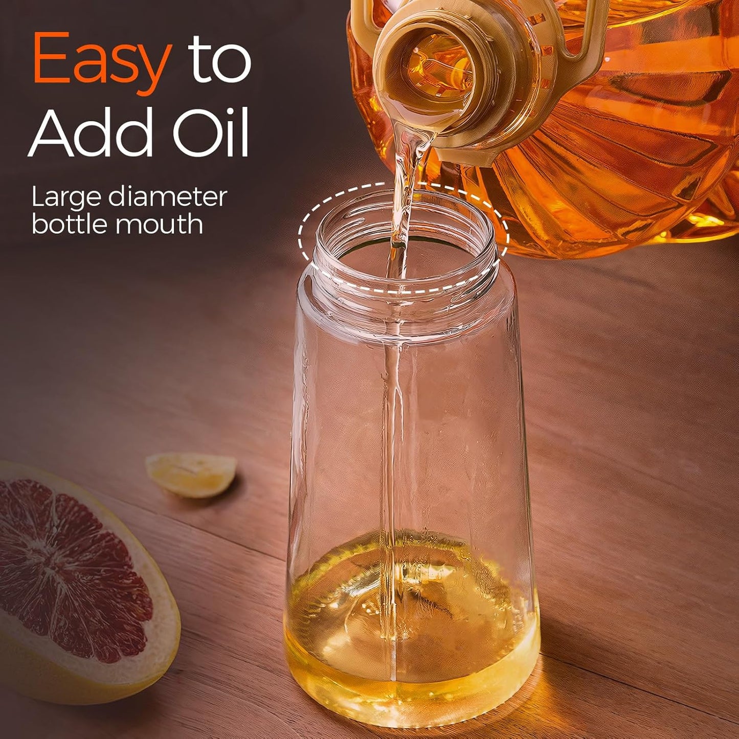 YARRAMATE Olive Oil Dispenser, 2 in 1 Oil Sprayer for Cooking, 16oz/470ml Glass Oil Spray Bottle with Pourer, Food-grade Oil Dispenser and Oil Sprayer for Kitchen, Salad, Frying, BBQ (Black & Green)