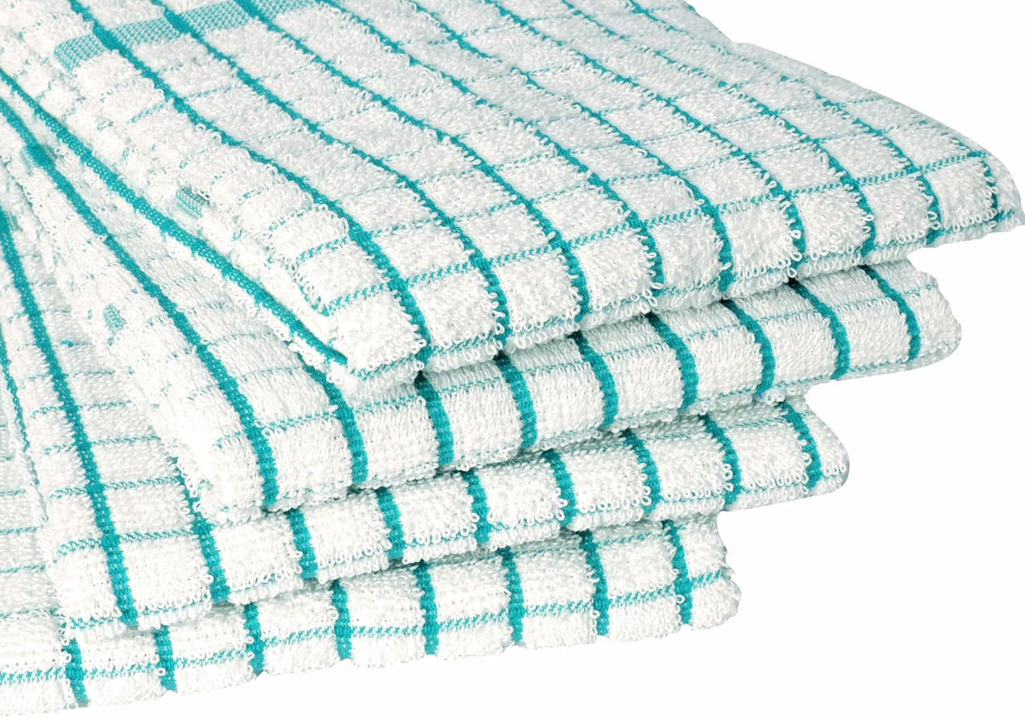 AMOUR INFINI Kitchen Towels Set of 4 - Highly Absorbent, Super Soft Terry Cotton 20x28 Inch Dish Towels with Hanging Loop - Hand & Tea Towels for Cleaning & Drying Dishes (Teal)