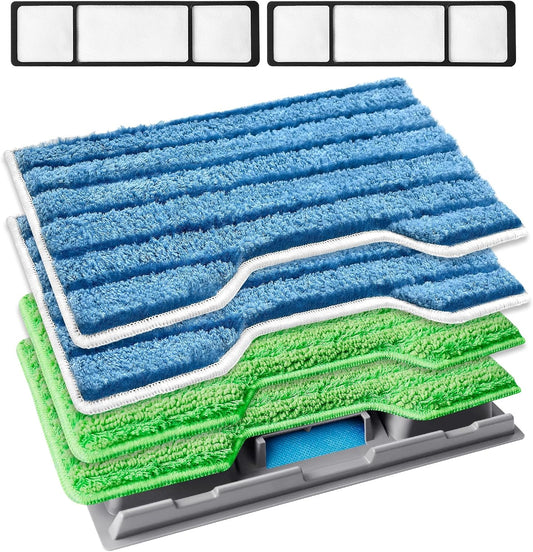 KEEPOW Reusable Replacement Pads Compatible with Shark Vac Mop VM252 VM200 VC205 VM250 /QM250 VM190 VM200P12, Washable Vacuum Mop Pad Refills, Upgraded Design of Dirt Chamber (1+2+2+2 Pads)