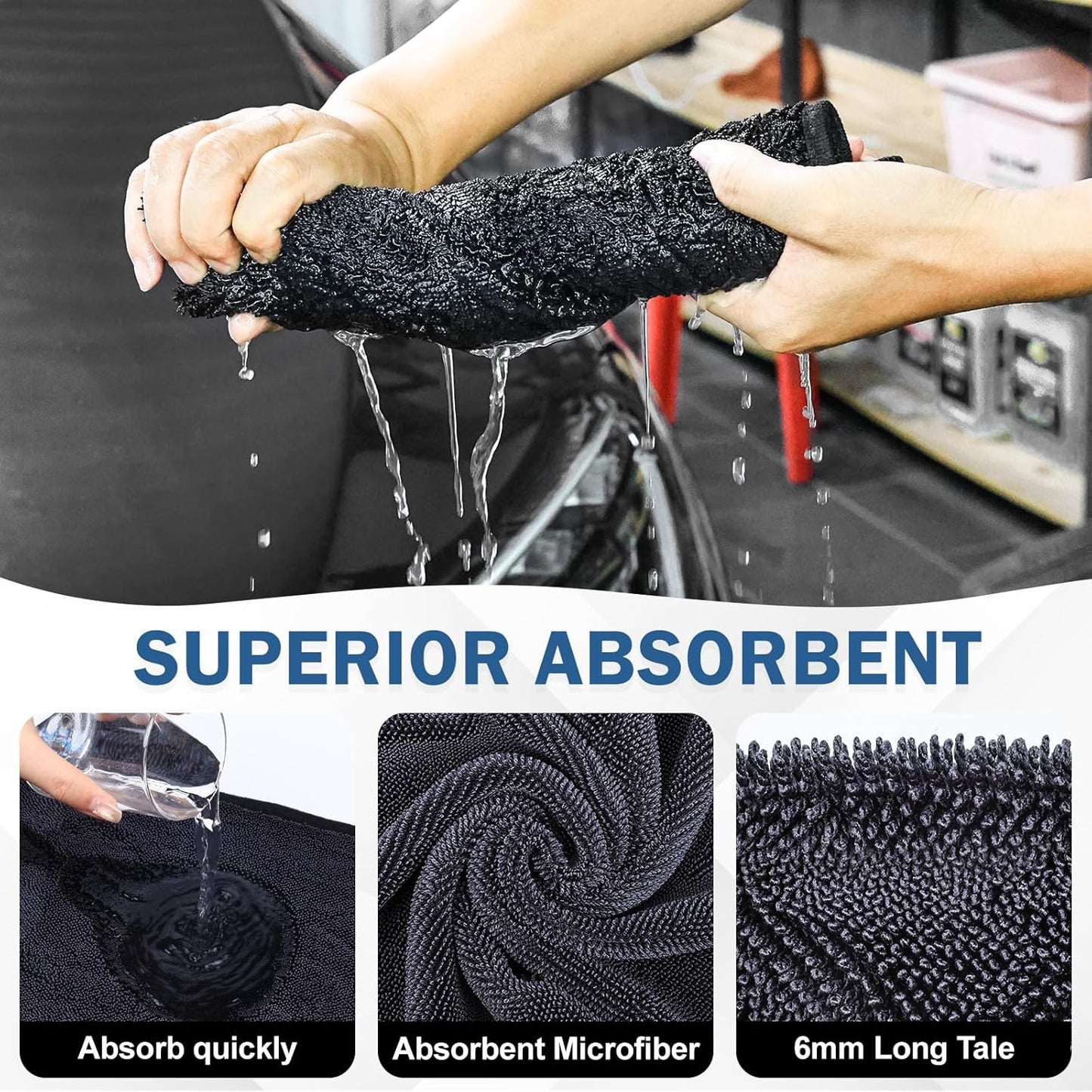 Navona 5-Pack 600GSM Professional Microfiber Car Drying Towels - Ultra Absorbent, Scratch-Free, Lint-Free (23.6" x 15.7") for Auto Detailing & Car Wash and Household Use.