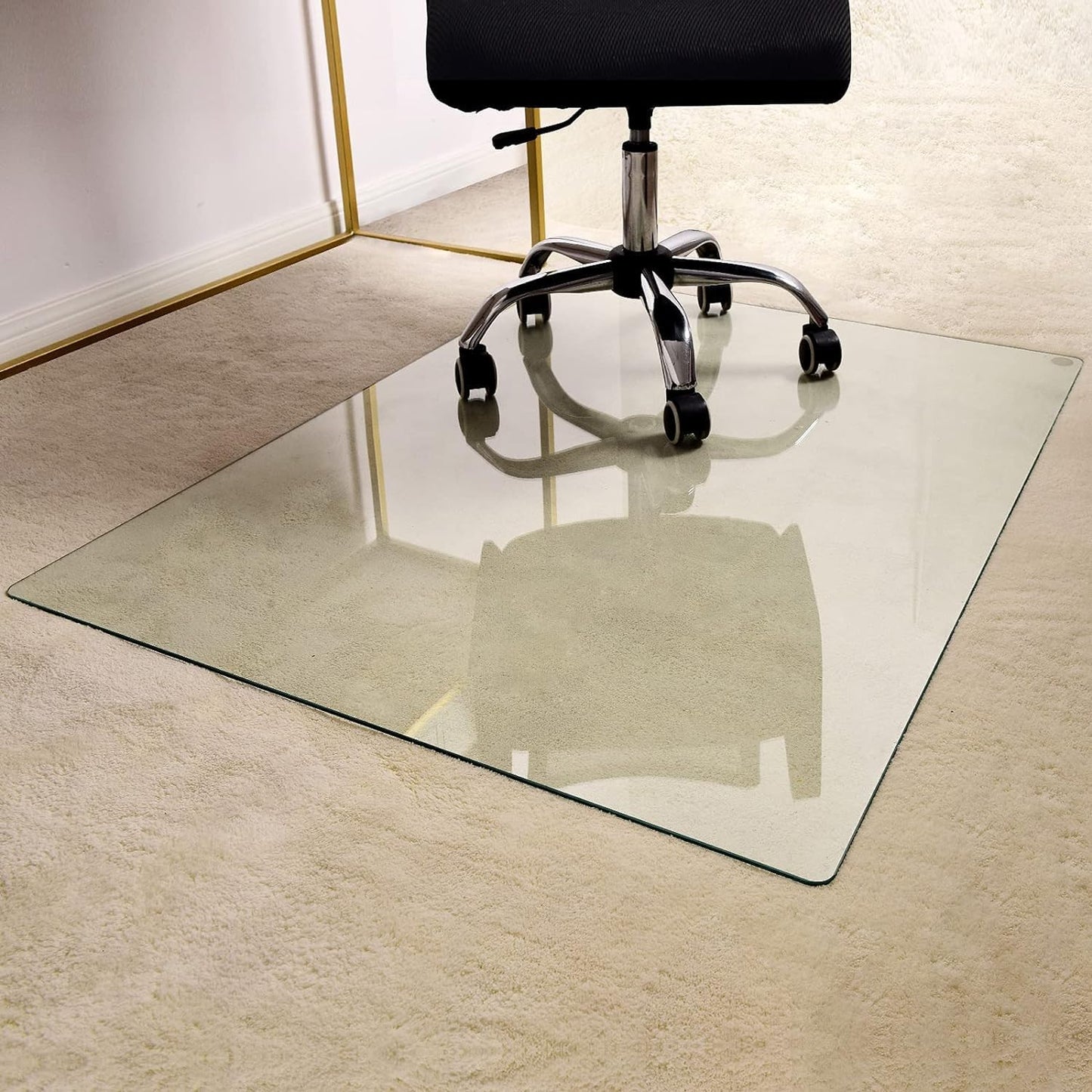 GLSLAND 36" x 46" Tempered Glass Chair Mat Heavy-Duty Floor Protector for Carpet & Hard Floors Scratch-Resistant Clear Office Mat 1/6" Clear