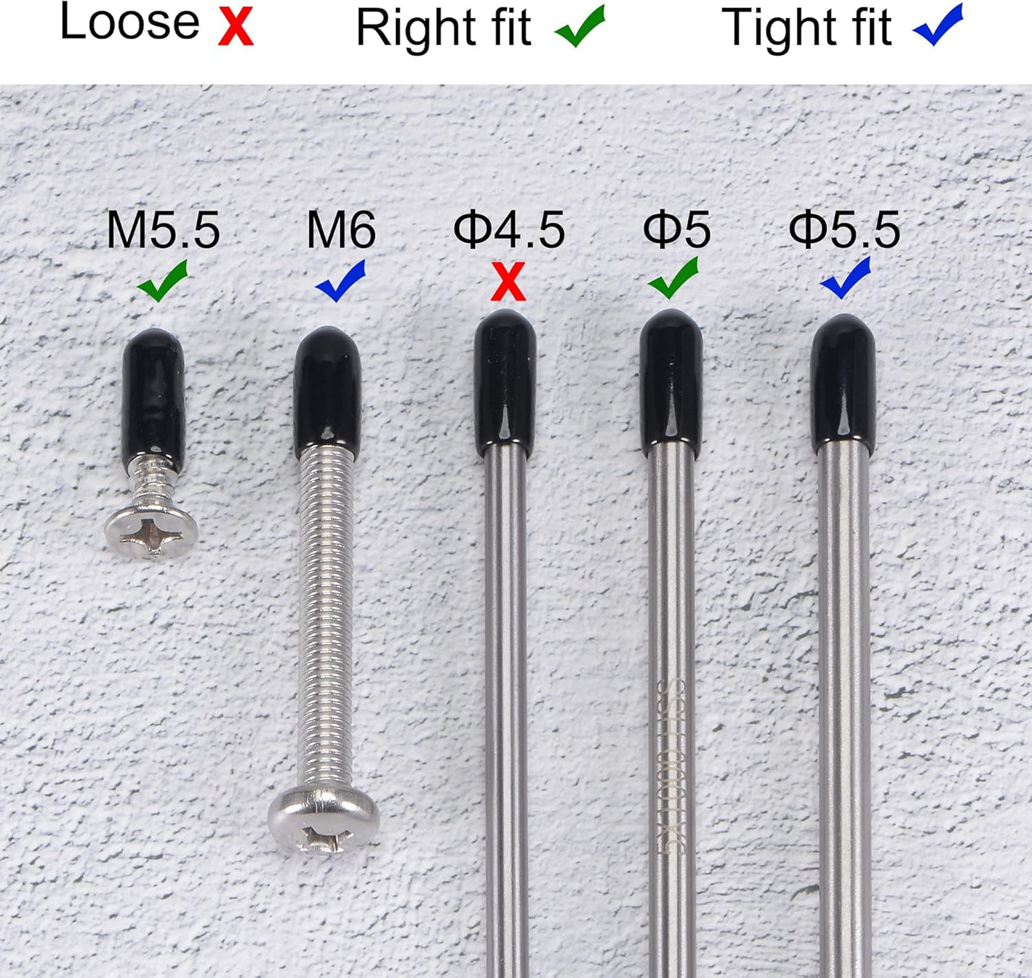 uxcell 20pcs Rubber End Caps 5mm ID Vinyl Round Tube Bolt Cap Cover Thread Protectors Black