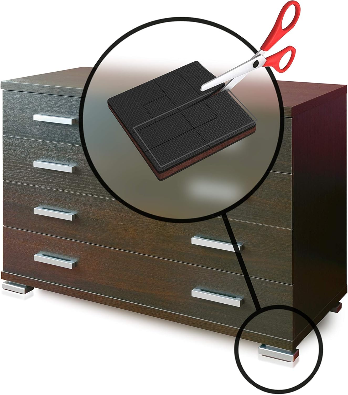 Slipstick GorillaPads 4 Inch Non Slip Furniture Gripper Pads (Pre-Scored to Cut to Size) Stops Sliding and Protects All Hard Floor Surfaces, Optional Self-Stick Adhesive, Square, CB140