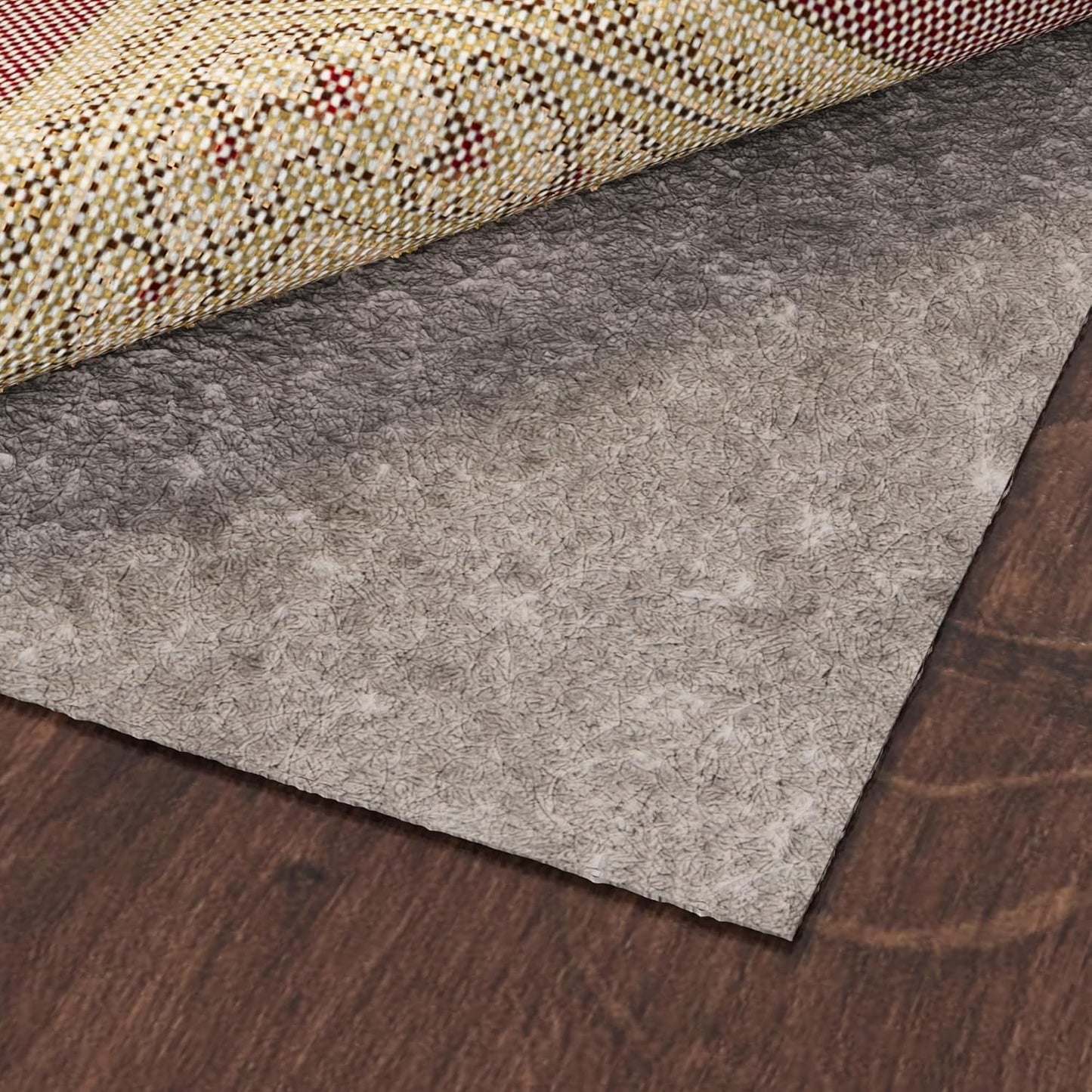 Ottomanson 2' x 3' Non-Slip Rug Pad Gripper 1/4 Inch Thick Dual Surface Felt + Rubber Gripper - Safe for All Floors, Brown