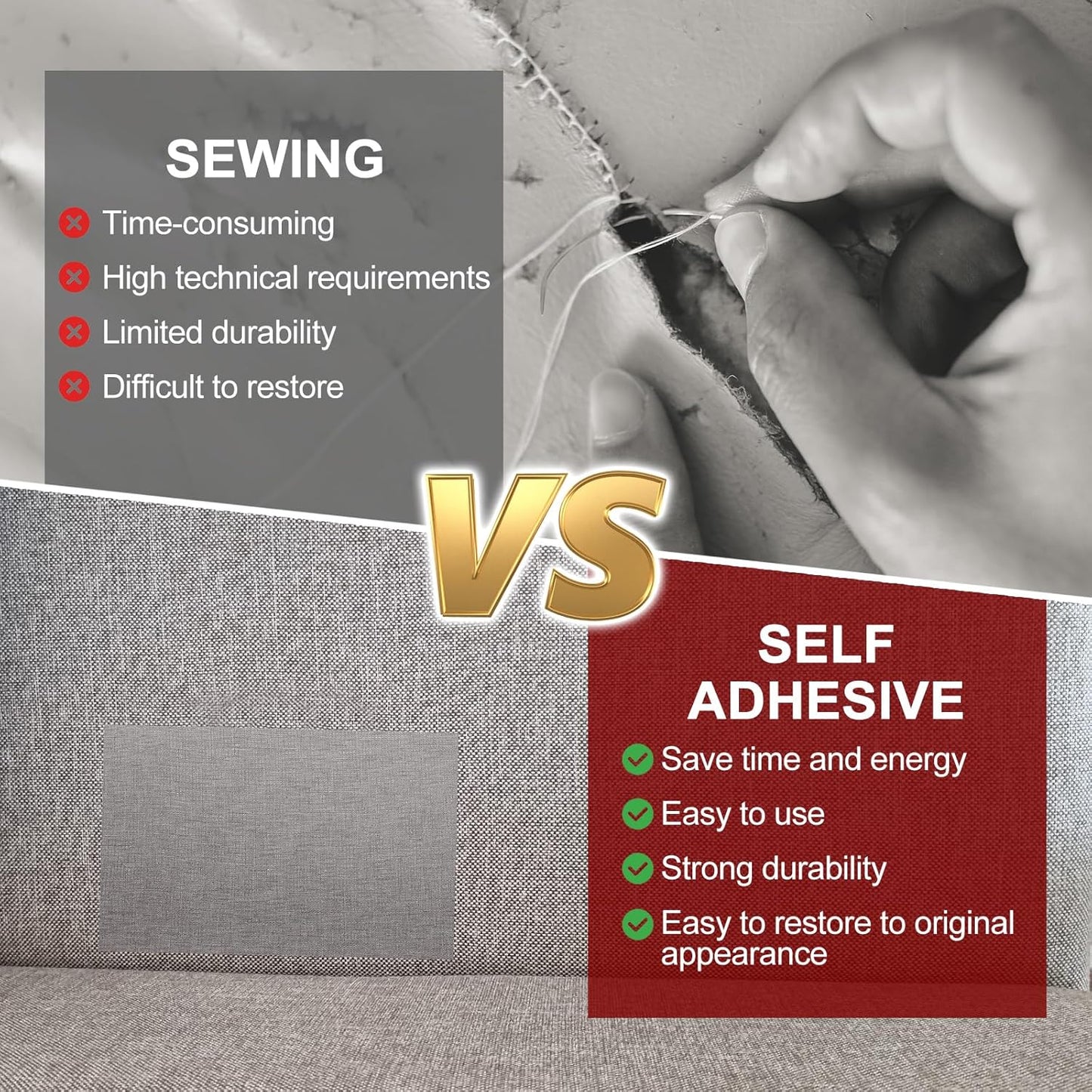 PATIKIL Leather Patches Tape for Furniture, 6.3 x 61 Inch Self Adhesive Vinyl Leather Repair Kit Cover Sheet for Couch, Sofa, Car Seats, Office Chair, Rice White