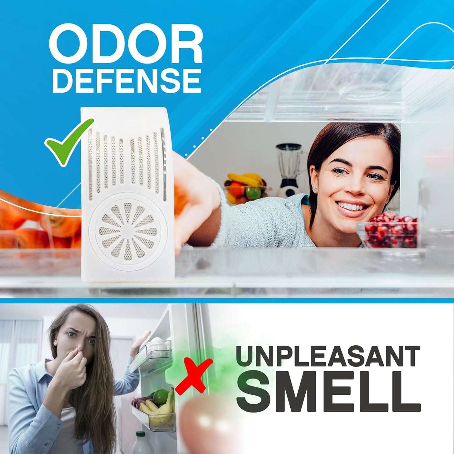 NonScents Refrigerator Deodorizer – Odor Eliminator for Fridge & Freezer – Outshines Baking Soda & Deodorizer with Activated Charcoal – Unscented & Long-Lasting, Freshen Refrigerator