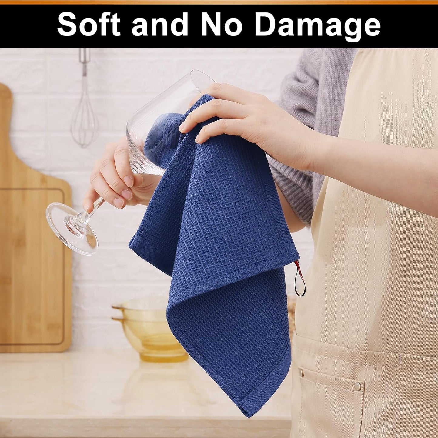 Homaxy 100% Cotton Waffle Weave Dish Cloths - 6 Pack Soft and Absorbent Dish Towels - 12 x 12 Inches Quick Dry Dish Rags - Navy Blue