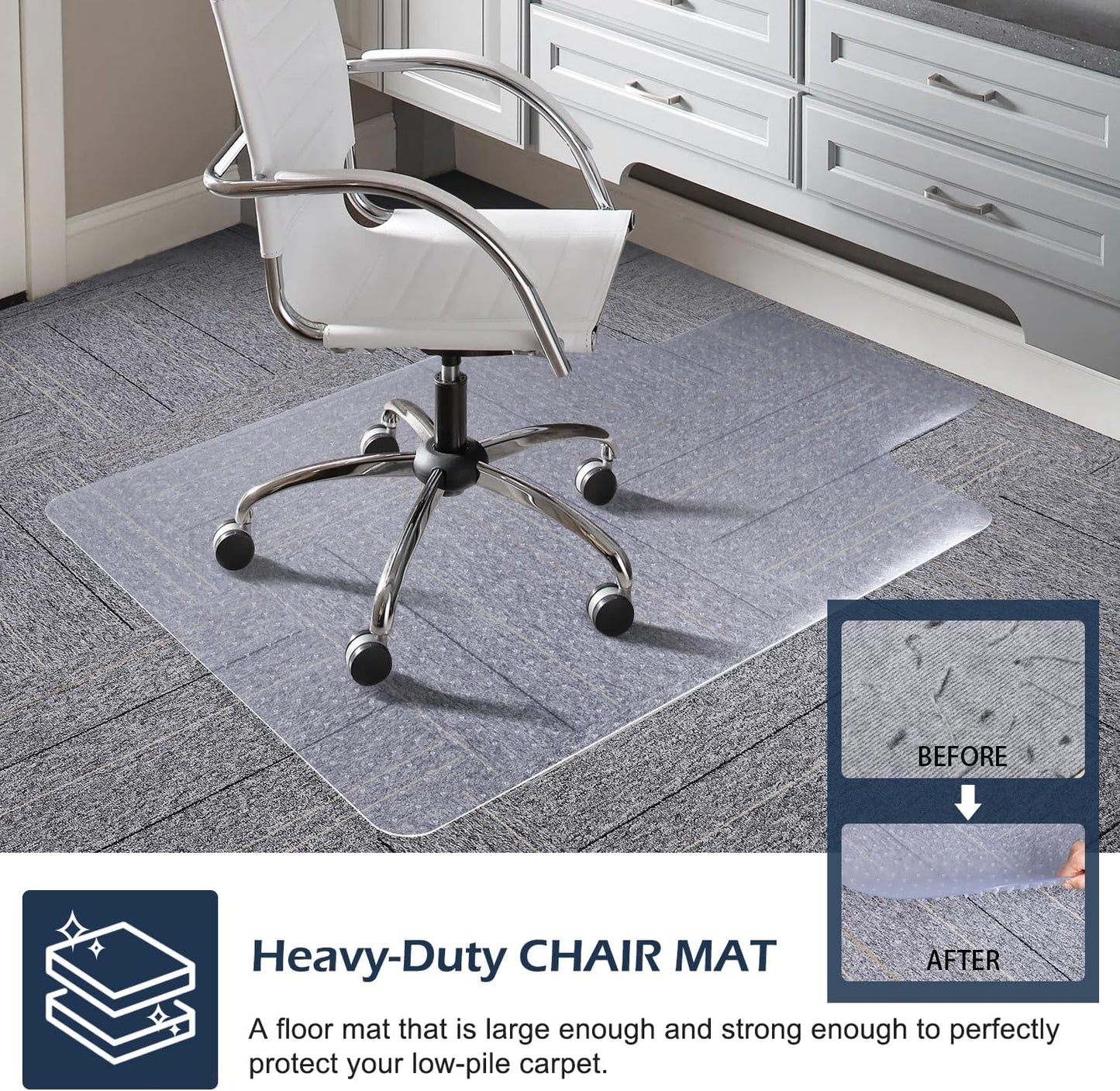 SALLOUS Chair Mat for Carpet, 36" x 48" Office Heavy Duty Chair Mat with Lip, Gaming Chair Mat for Carpeted Floors, Floor Protector Computer Desk Mat for Home Office (Clear, Extended Lip)