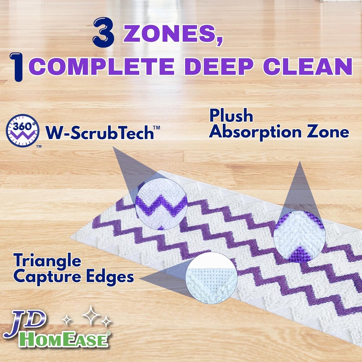 24 Pack Microfiber Power Mop Pads for Swiffer Power Mop only, Disposable Deep Clean Replacement Mopping Pads