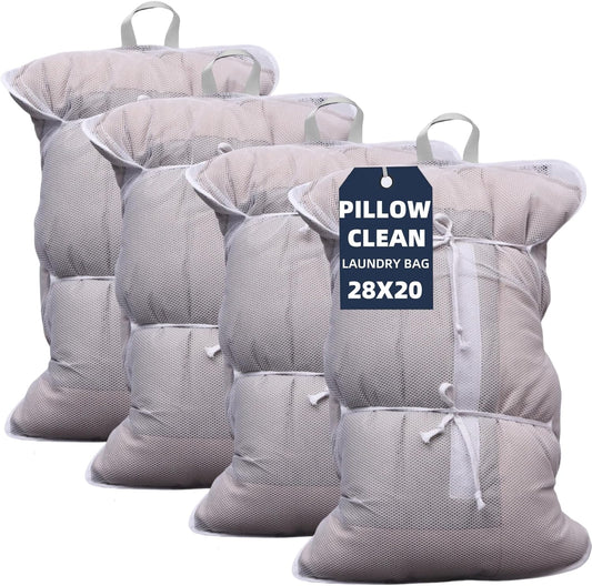 Lingerie Bags for Washing Delicates Pack of 4 (28 x 20 Inches) Mesh Laundry Bags Clean for Pillows Overcoat Garment Smaller Comforters Blankets Washable Rugs for Washing Machine