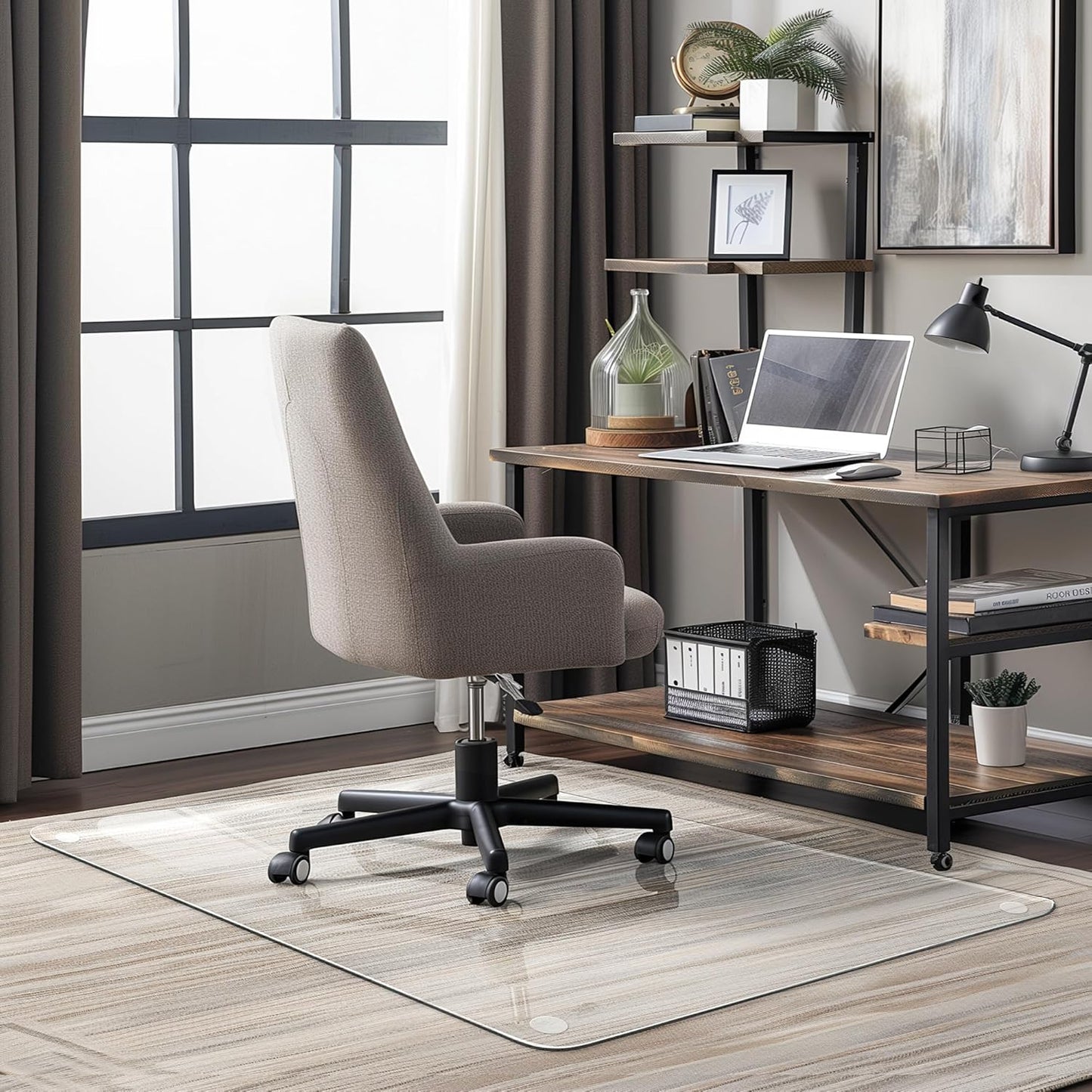 Office Chair Mat for Carpet & Hardwood, Upgraded 29" x 48" Dual Use Tempered Glass Chair Mat for Chair and Footrest Under Desk