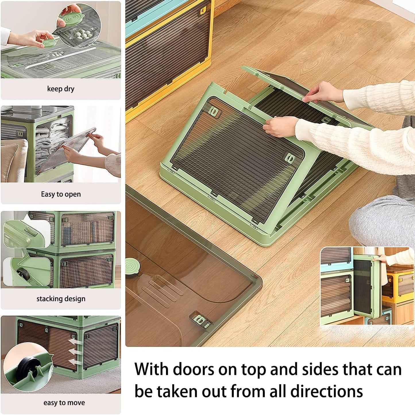 Collapsible Storage Bins with Lids, Closet Organizers, Dorm Room Essentials, Folding Storage Box