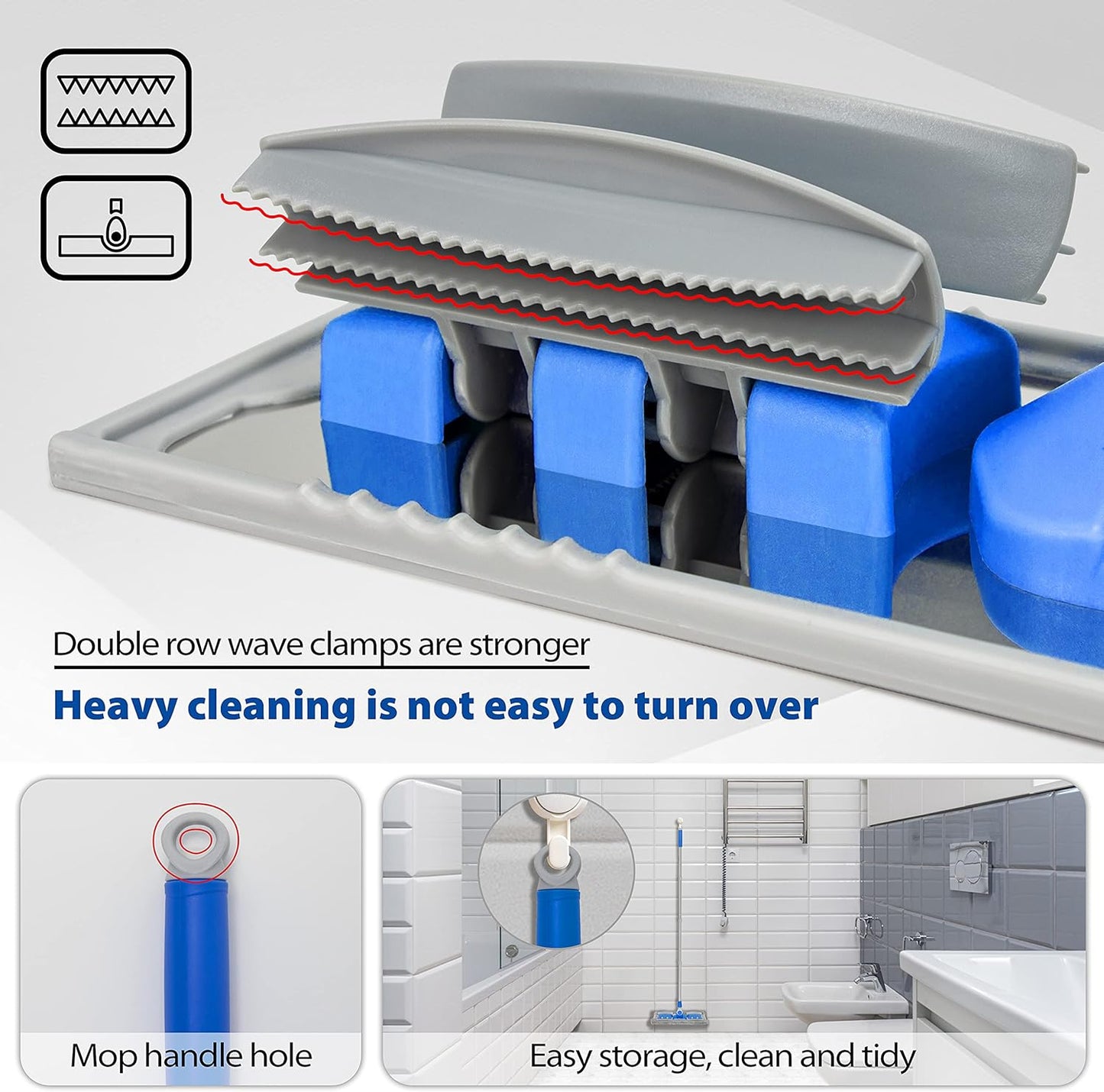 Professional Microfiber Hardwood Floor Mop, Flat Mops with 5 Pieces Reusable Washable Pads for Home and Office Wet or Dry Floor Cleaning (Sky Blue)