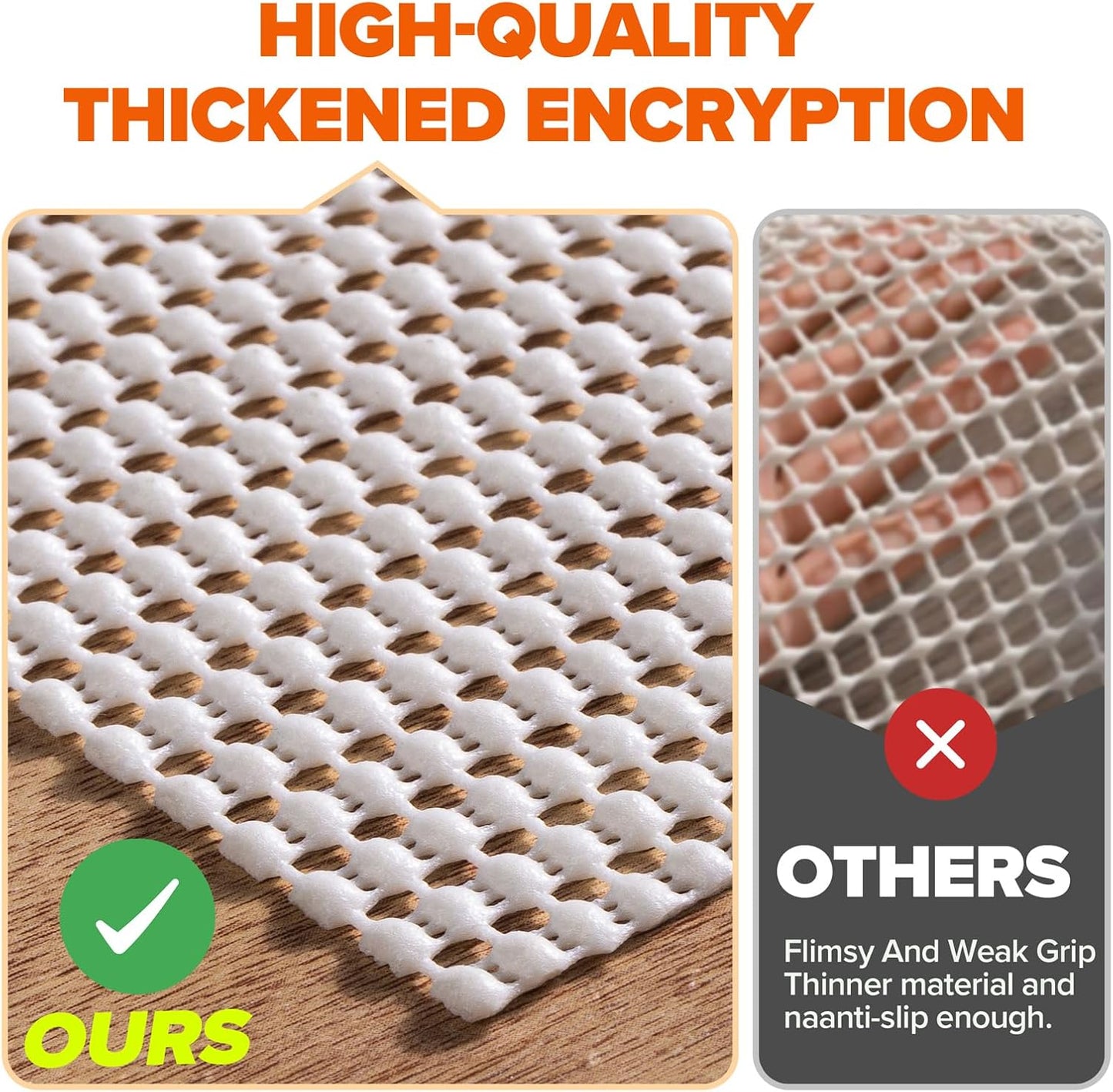 Non-Slip Rug Pad Gripper 3x5 Feet, Anti Skid Mat for Under Area Rugs, Keeps Rugs in Position and Safe, Thick Cushioned Carpet Pad for Hardwood Floors Protection