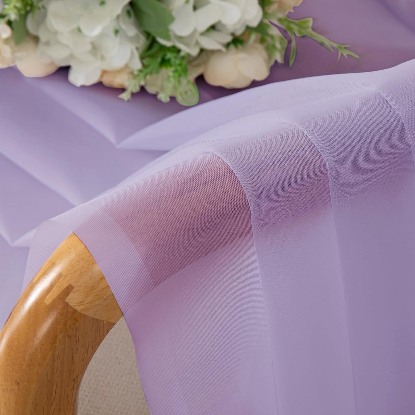 Chyhomenyc Lilac Sheer Curtains 96 inches Long 2 Panels, Light Filtering Soft Airy Solid Elegant Voile Window Treatment Drapes for Bedroom Living Room Wedding Party Decor, 42 Wx96 L, 8FT L