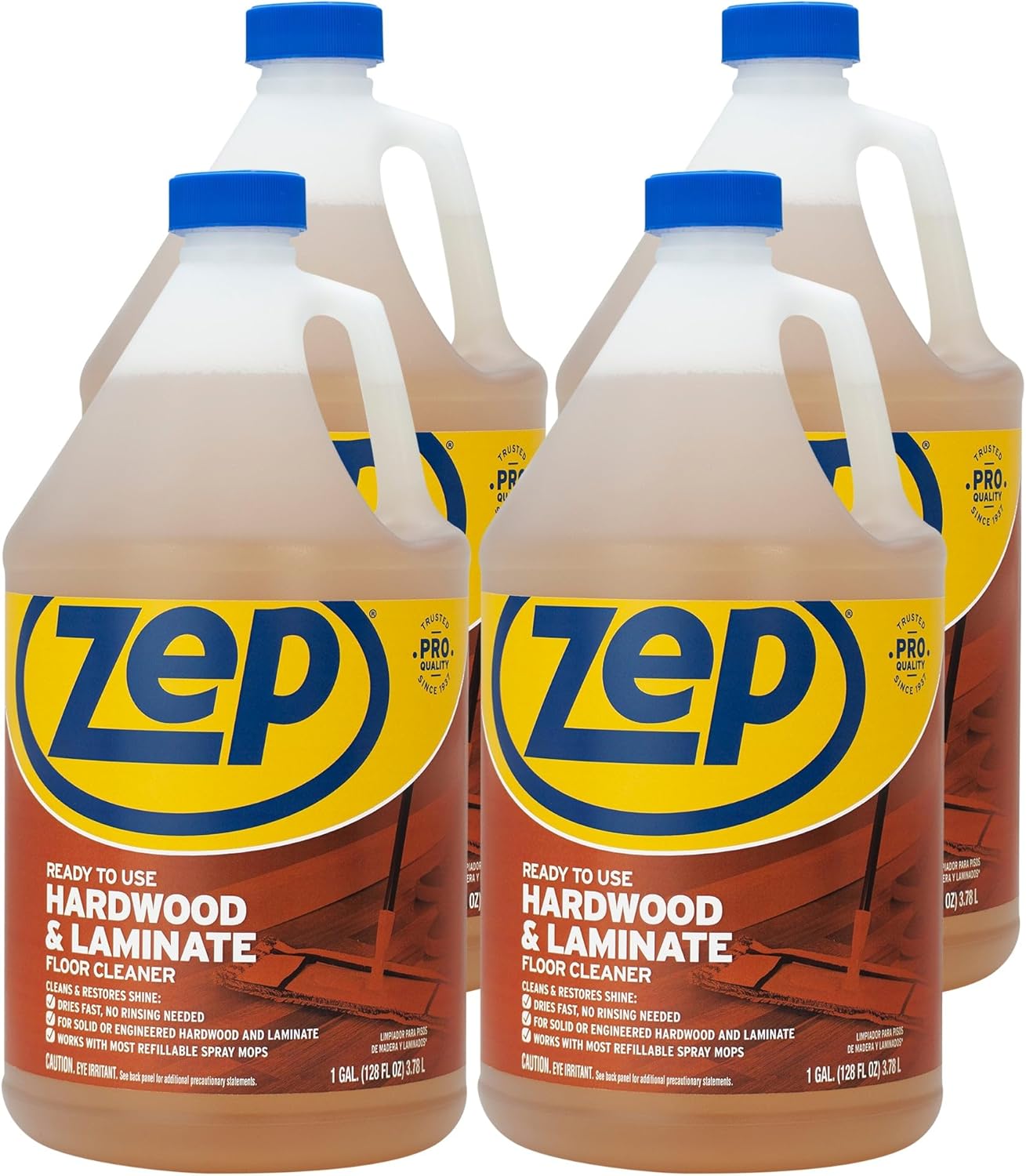Zep Hardwood & Laminate Floor Cleaner, Brown, 128 fl oz (Pack of 4) (ZUHLF128CT)