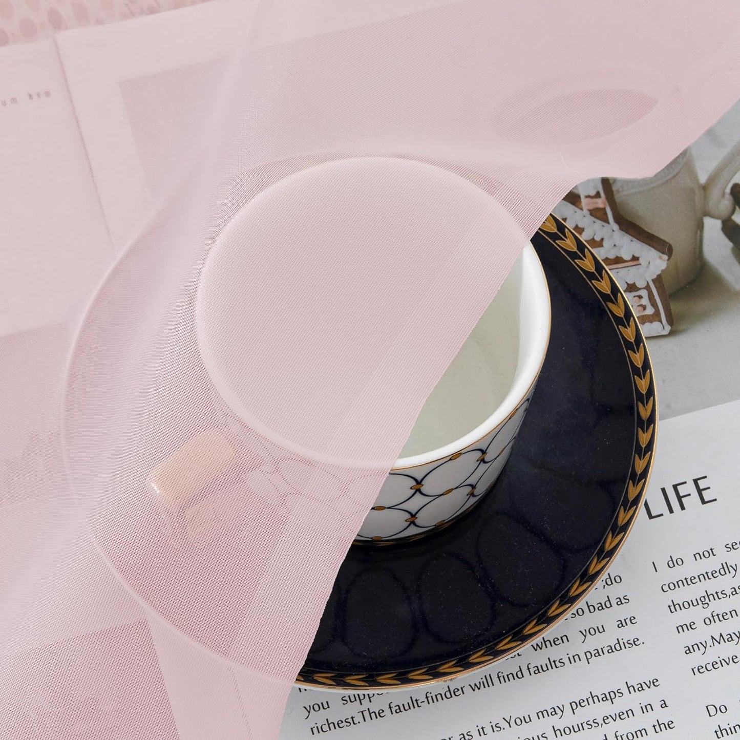 Chyhomenyc Sheer Curtains 72 Inch Length 2 Panels, Light Filtering Top Dual Rod Pocket Voile Window Curtain Drapes for French Door, Bedroom Living and Children Room, Each 42W x 72L, 2PCS, Blush Pink